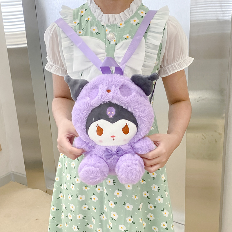 Cute cartoon Kuromi Melody doll bag, girlish double backpack, adult and children's backpack manufacturer wholesale details Picture