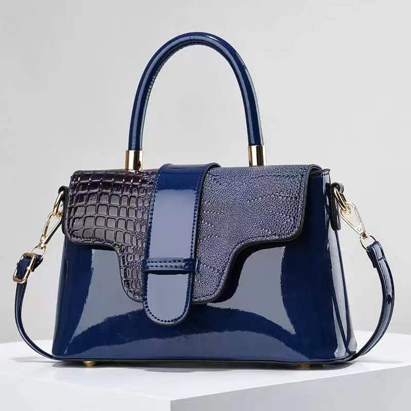 Fashion handbag 2024 new single-shoulder crossbody bag, crocodile pattern cross-border trendy crossbody bag, European and American retro women's bag Specification drawing