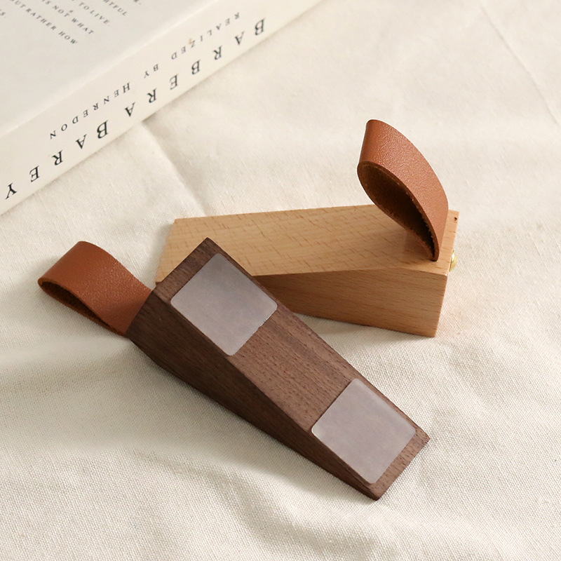 Solid wood door stopper, household door plug, bedroom door stop, anti-collision top door stopper, windproof door stop, safety door card, fixed plug details Picture