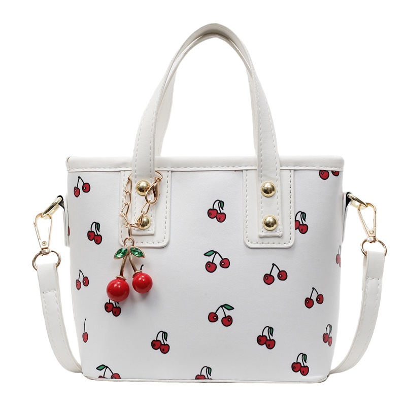 Cross-border 2025 New cherry hand-carry fashion bag, large capacity, cute commuting single-shoulder bucket bag Item Picture