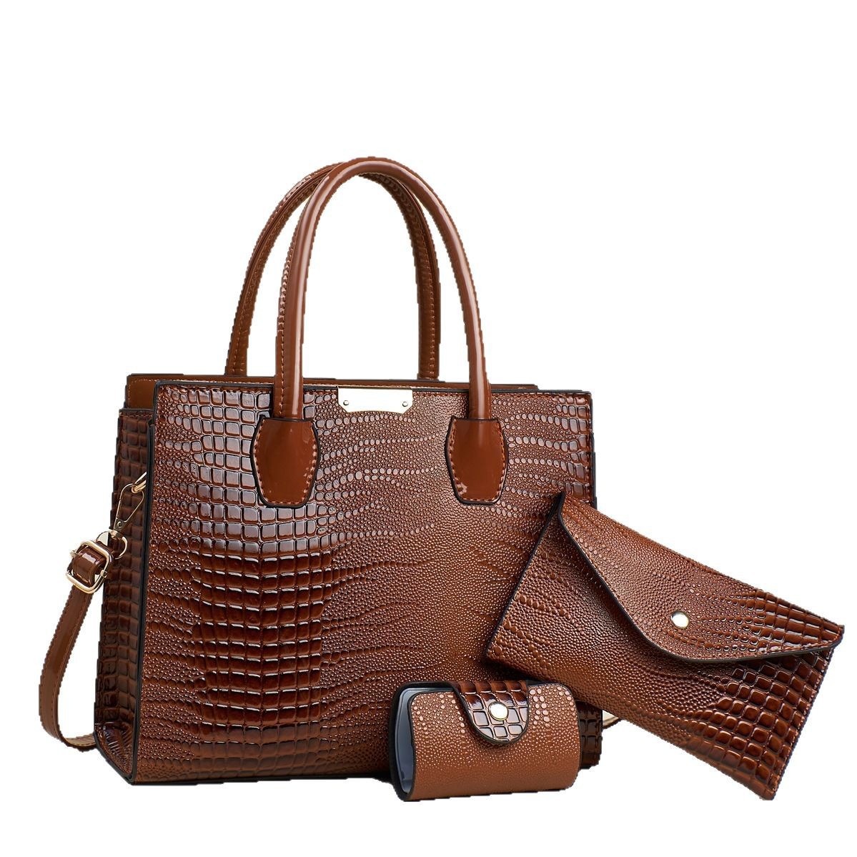 New fashionable commuter mother and child bag set, single-shoulder crossbody handbag, cross-border women's bag, lizard pattern fashionable women's bag Item Picture