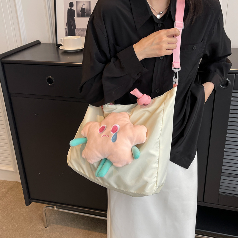 New star doll detachable large-capacity bag, women's single-shoulder crossbody bag, versatile student canvas bag, tote bag Specification drawing