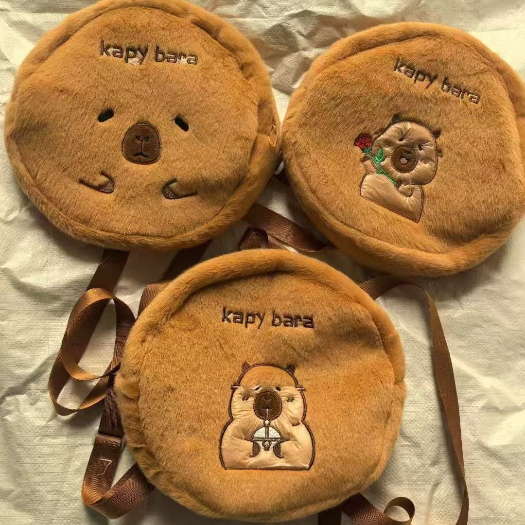 The new Capibara small round bag is a cute and playful student backpack with large capacity and embroidery full figure