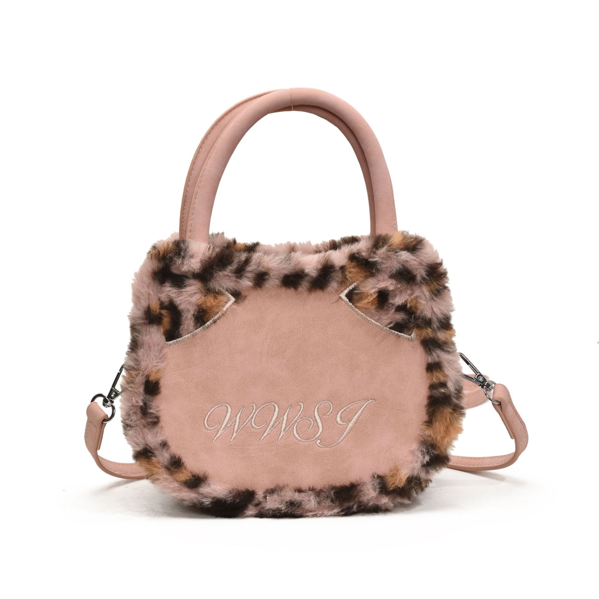 Plush leopard print bag for women 2024 new style, niche design, cute crossbody bag, high-end casual hand-held small handbag Item Picture