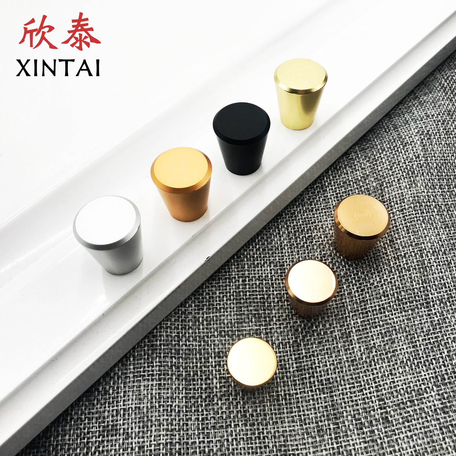 Drawer aluminum alloy handle, golden solid single-hole copper brushed handle, modern and simple space aluminum conical handle Specification drawing