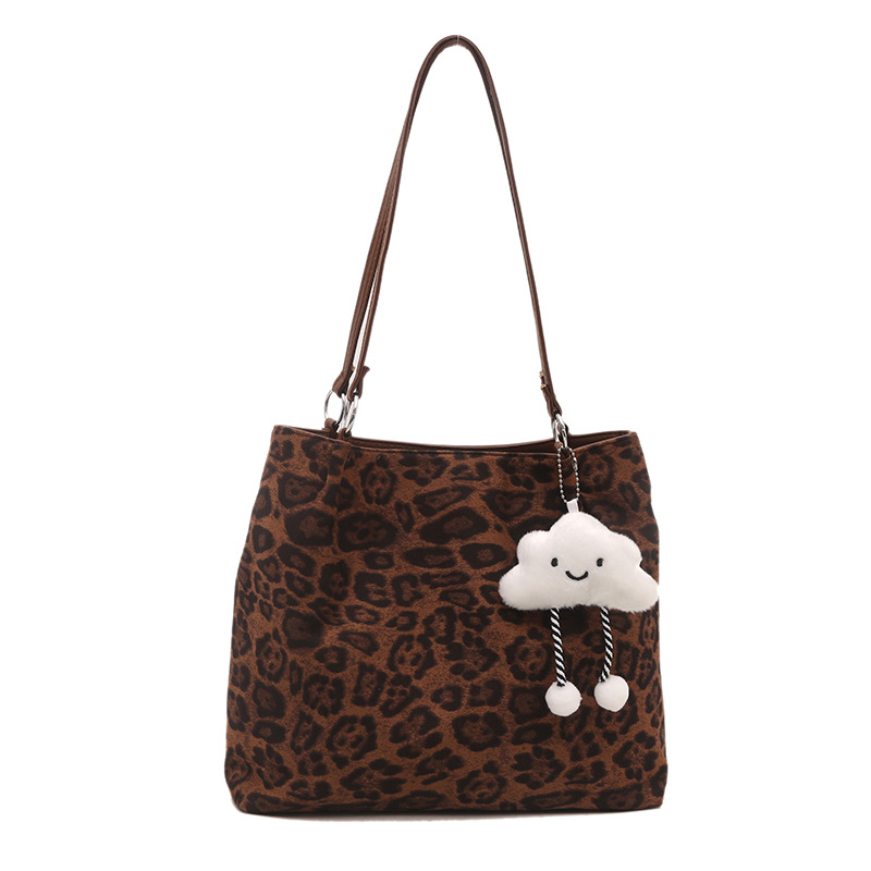 Autumn and winter retro large-capacity bags for women, 2024 new trendy leopard print single-shoulder crossbody bag and commuter tote bag Item Picture