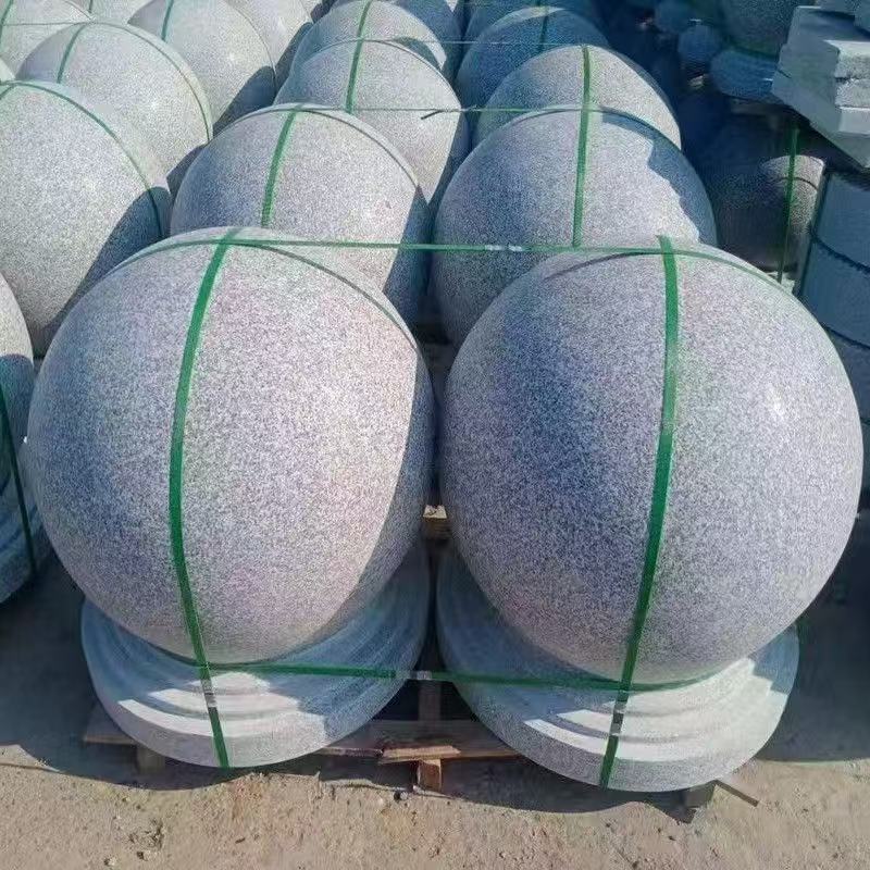 Granite anti-collision stone piers, square isolation, marble bollards, stone balls, park, outdoor stone pier ornaments combination, Foshan Specification drawing