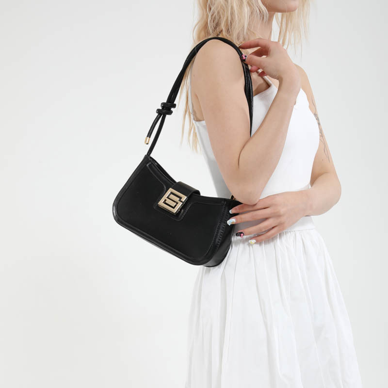 French-style niche design solid-color single-shoulder underarm bag 2025 popular new Korean-style fashionable casual solid-color handbag Specification drawing