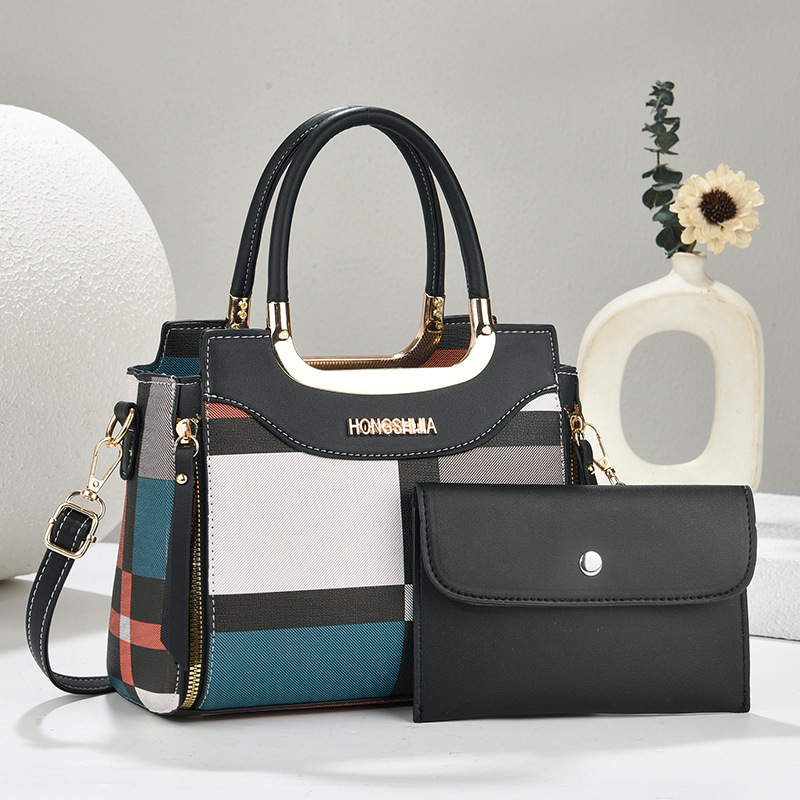 Cross-border bag Women 2025 New Style fashionable and elegant women's handbag, checkered bag, export shaped bag wholesale full figure