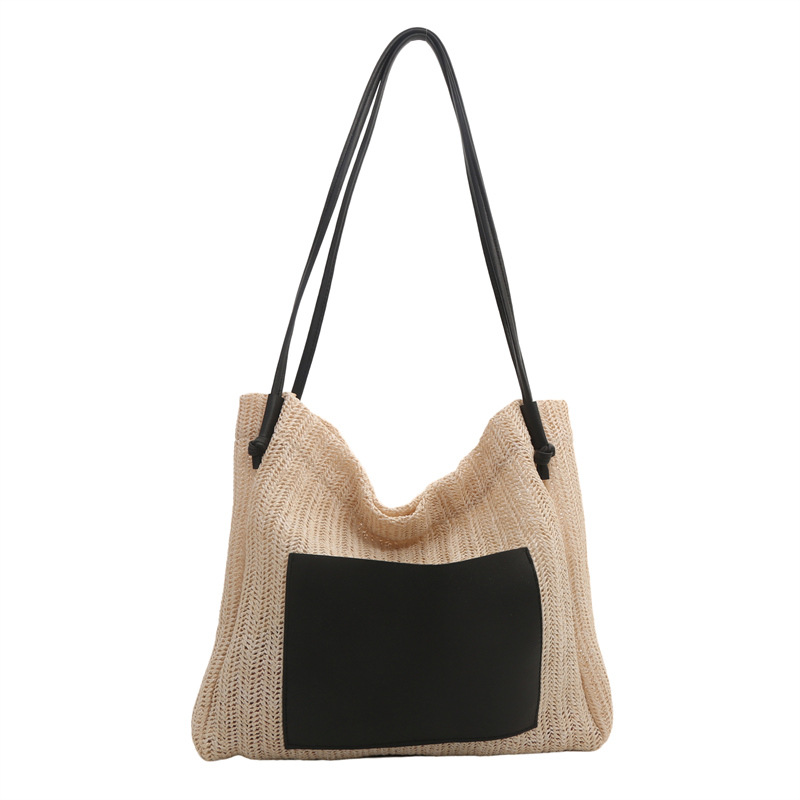 A two-piece set of straw woven casual large-capacity, fresh and stylish hand-held shoulder bag for women in summer 2024 Item Picture