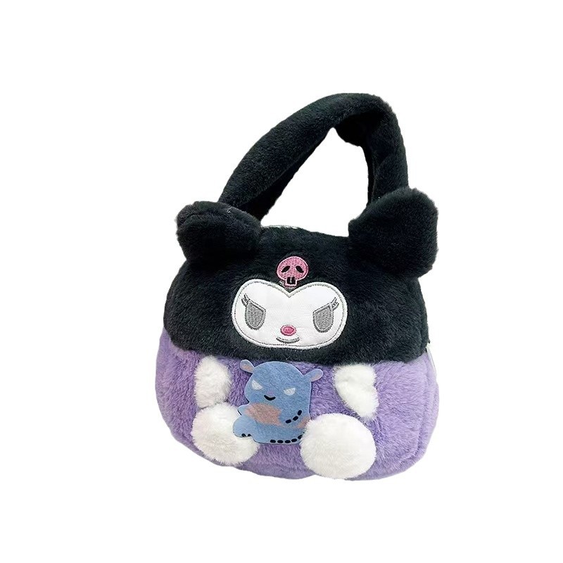 Cartoon Sanrio plush bag for children, cute Kuromi Melody versatile crossbody coin purse, Capibara Item Picture