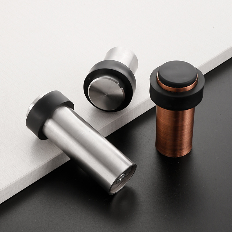 Stainless steel circular door stop without drilling, rubber anti-collision door stop, safe household cylindrical door, floor-mounted door stop Application Scenario