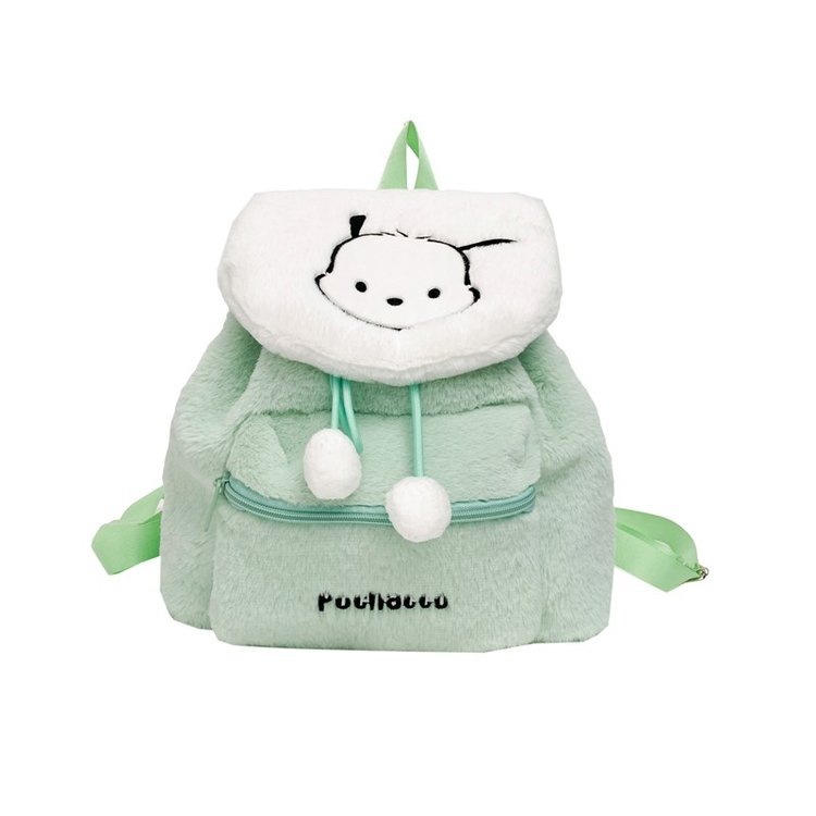 Cartoon Sanrio plush bag, large-capacity drawstring backpack, cute flip-top Kuromi Melody casual backpack Item Picture