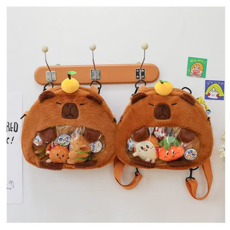 The new Capibara Capybara bag is a cute cartoon plush capybara bag with a girlish heart. It's a double-shoulder crossbody class backpack full figure