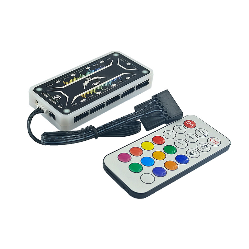 Small 6-pin wireless remote control RGB fan controller, Shenguang Synchronous color-changing case fan hub Item Picture