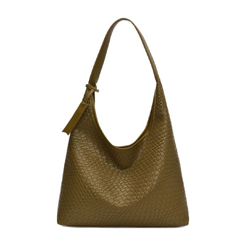 The 2025 new style of fashionable and trendy woven simple bucket bag, niche design, underarm bag, stylish and large-capacity single-shoulder bag Item Picture