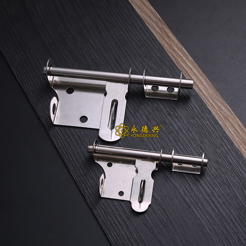 Pet cage latch, stainless steel left and right bidirectional door lock latch, warehouse door anti-theft hanging lock door, ox lock plate latch Specification drawing