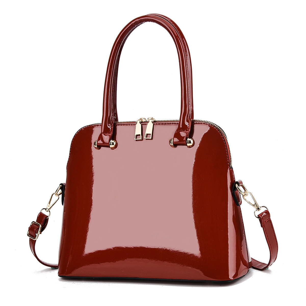 2025 New trendy ladies' handbag, fashionable shiny leather women's bag, hand-held bag, single-shoulder crossbody bag, versatile shiny leather bag Specification drawing