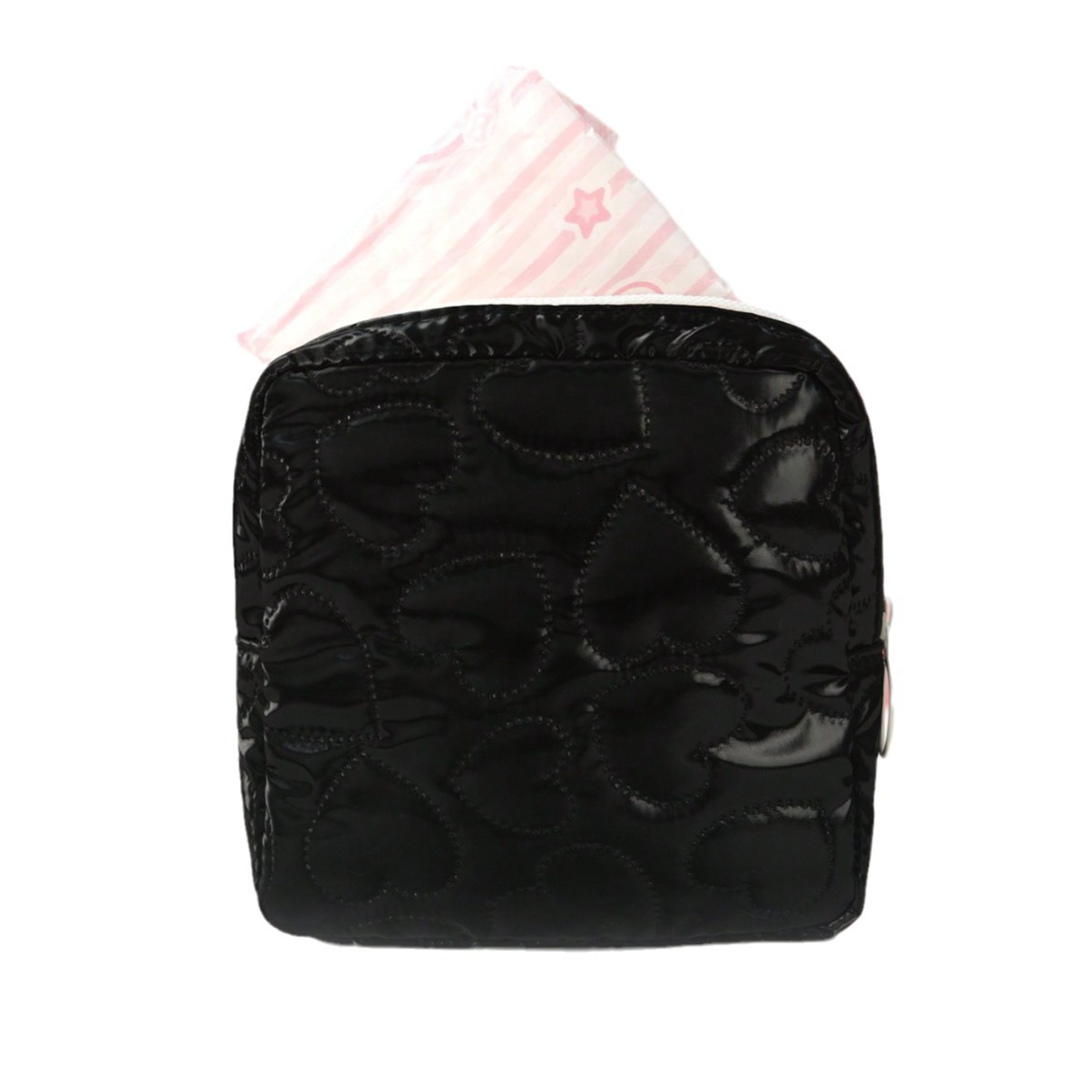 Candy-colored cute storage bag for students, portable mini PU leather quilted, heart-shaped hand-held makeup bag, monthly affairs bag Item Picture