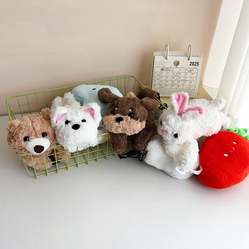 New cute and girlish plush single-shoulder crossbody bag, plush toy dual-purpose, sweet and versatile, large capacity full figure