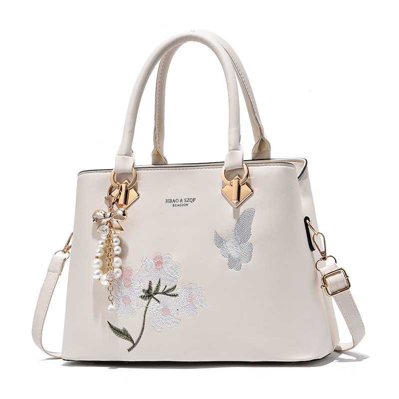 New women's fashionable bow pendant handbag, trendy women's embroidered single-shoulder crossbody bag, mom's bag details Picture