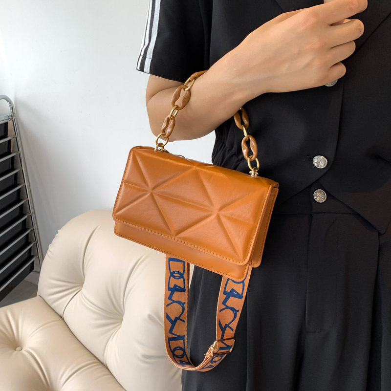 A casual and stylish women's autumn 2023 new style single-shoulder small square bag, simple and ins wide crossbody bag Specification drawing
