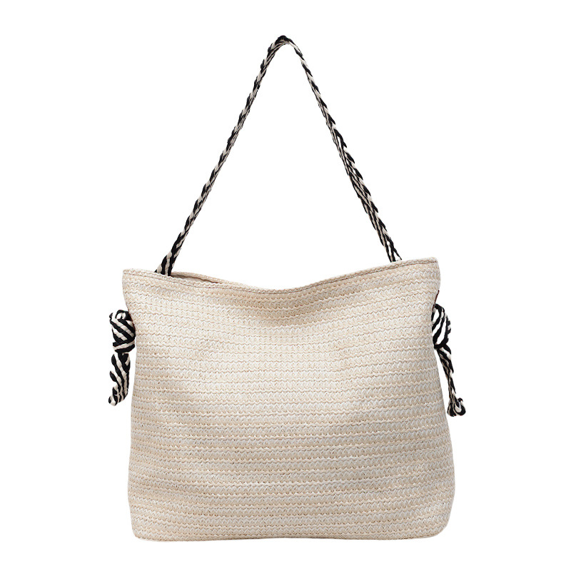 Large-capacity woven bag 2025 new style straw woven single-shoulder bag, seaside vacation stylish underarm bag, large-capacity bucket bag Item Picture