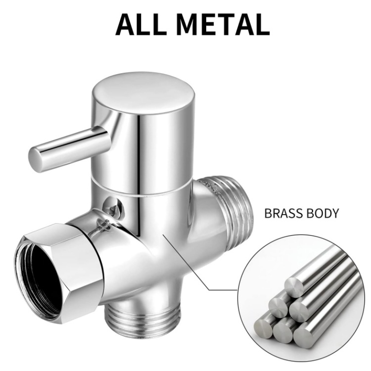 Showerhead water distributor, shower faucet three-way water distributor valve, shower head switch, one-to-two joint converter Specification drawing