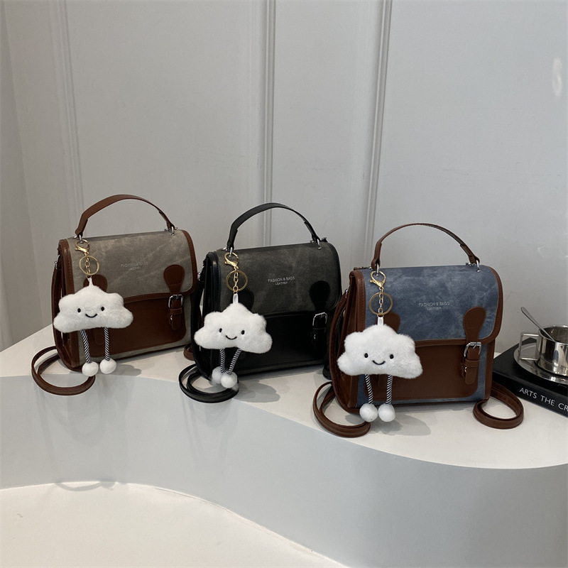2024 School-style niche backpack women's new fashionable color-blocking handbag, Korean-style one-shoulder crossbody bag for going out Application Scenario