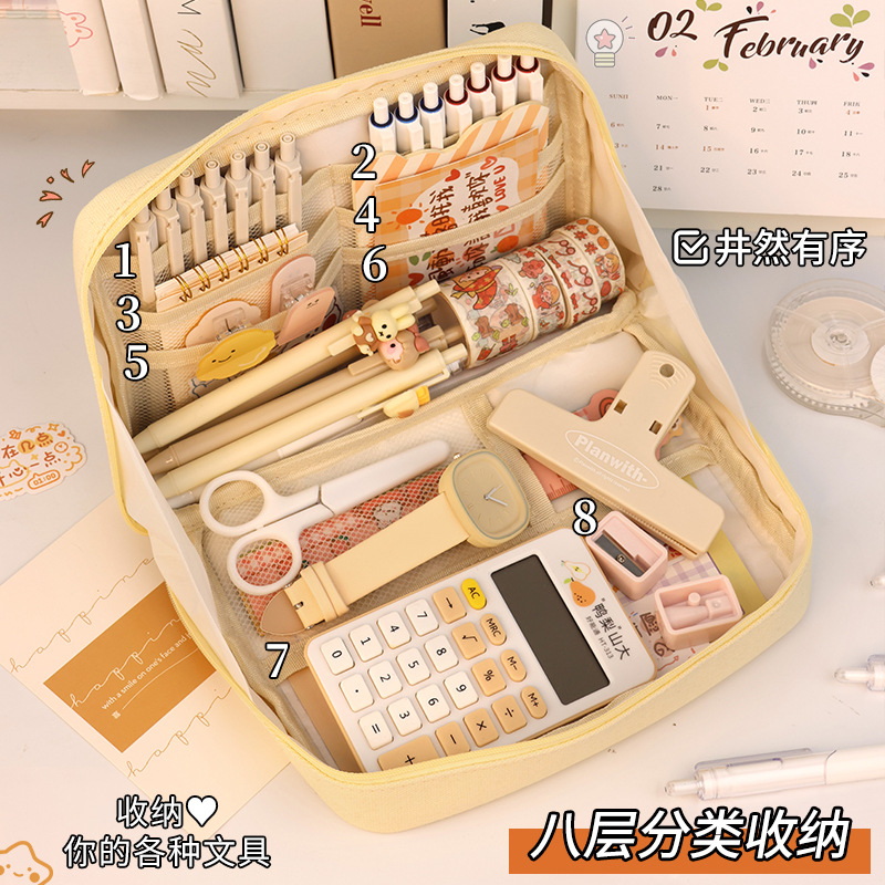 Large-capacity pen cases for primary and secondary school students, classified storage, high appearance level cosmetic bags wholesale, pencil case storage bags, storage bags details Picture