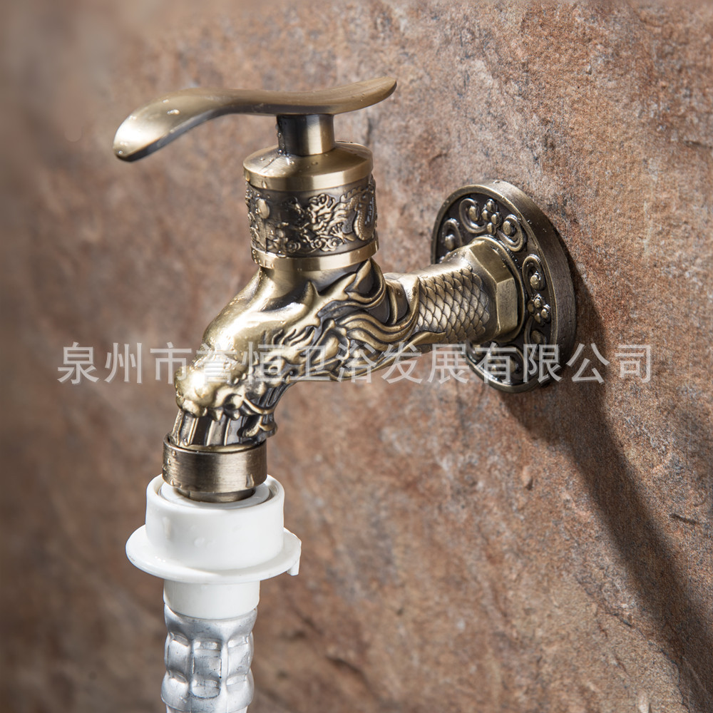 Cross-border antique antique copper-zinc alloy vintage faucet, wall-mounted washing machine mop, sink faucet Item Picture