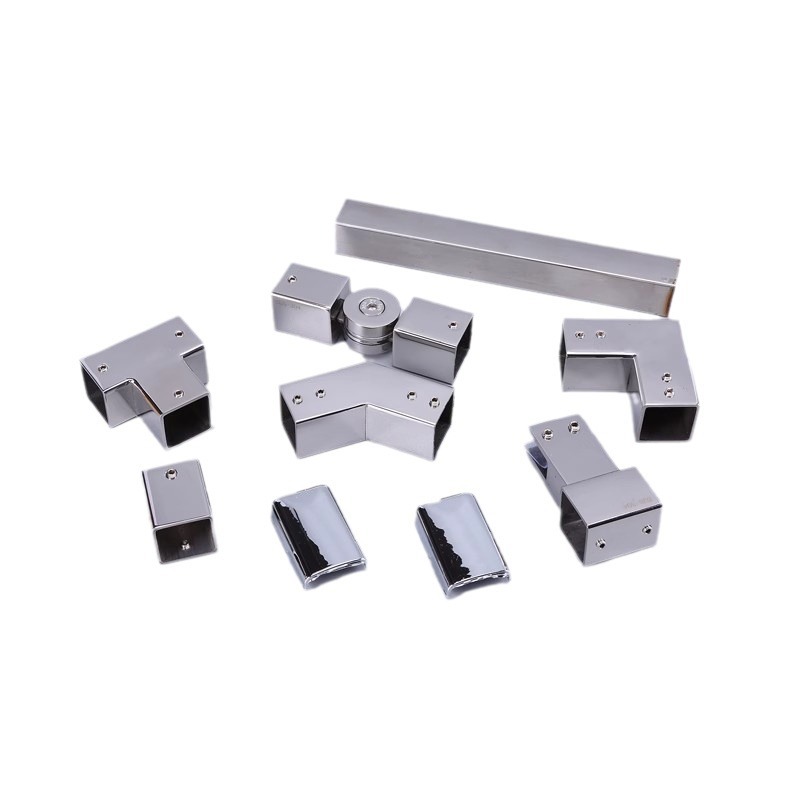 Shower room accessories, complete set of 304 stainless steel square tubes, shower room hardware, glass accessories, hardware parts, fixed supports Item Picture