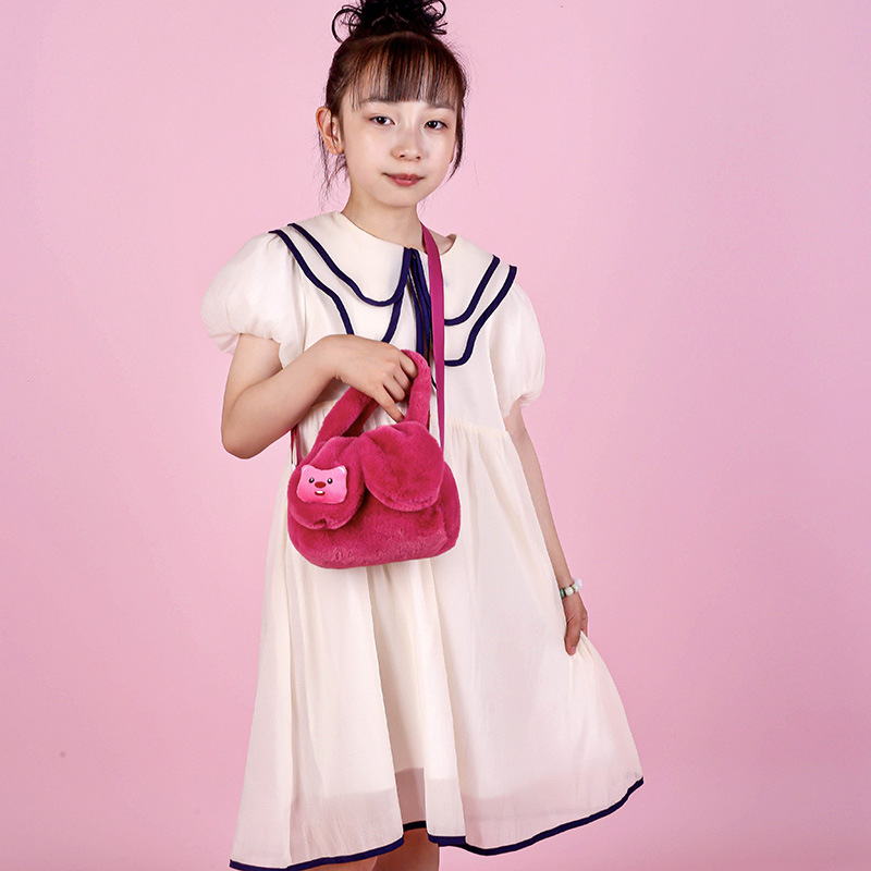 New cartoon plush toy bag, single-shoulder crossbody handbag, claw machine doll, exchange for birthday gift wholesale version Specification drawing