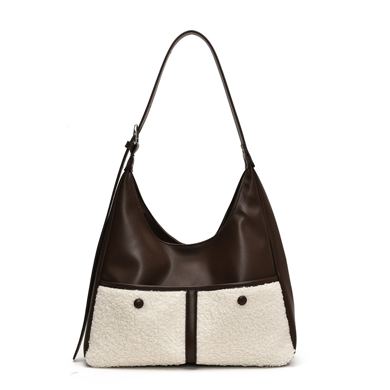 The 2024 new high-capacity tote bag with a contrasting color and fashionable look, a high-end and versatile shoulder bag, and a niche design crossbody women's bag Item Picture