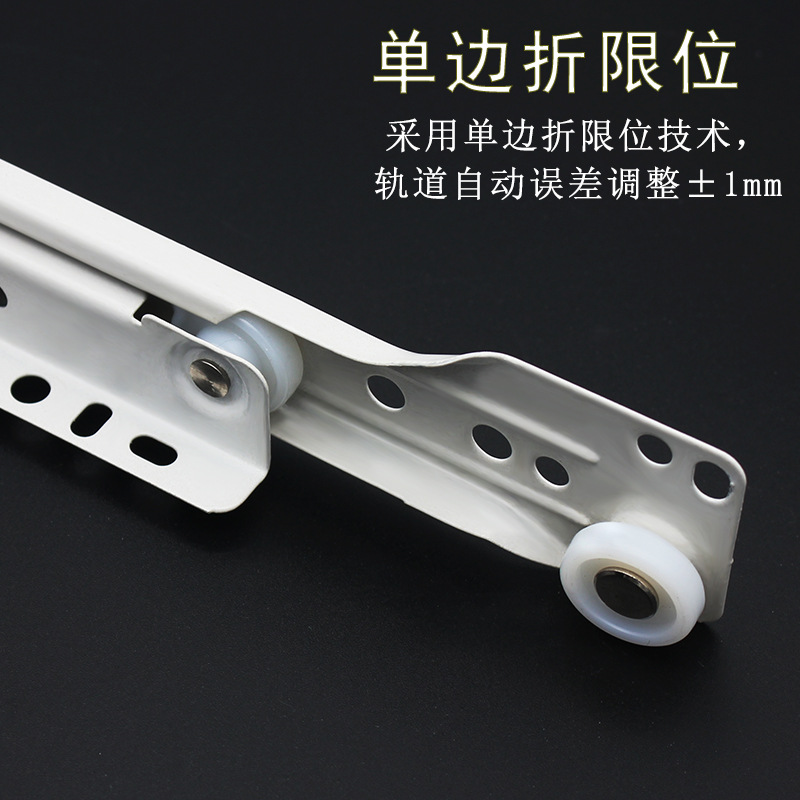 Furniture hardware accessories, roller guide rails, drawer slides, two-section slide rails, factory direct sales, cold-rolled steel silent slide rails Specification drawing