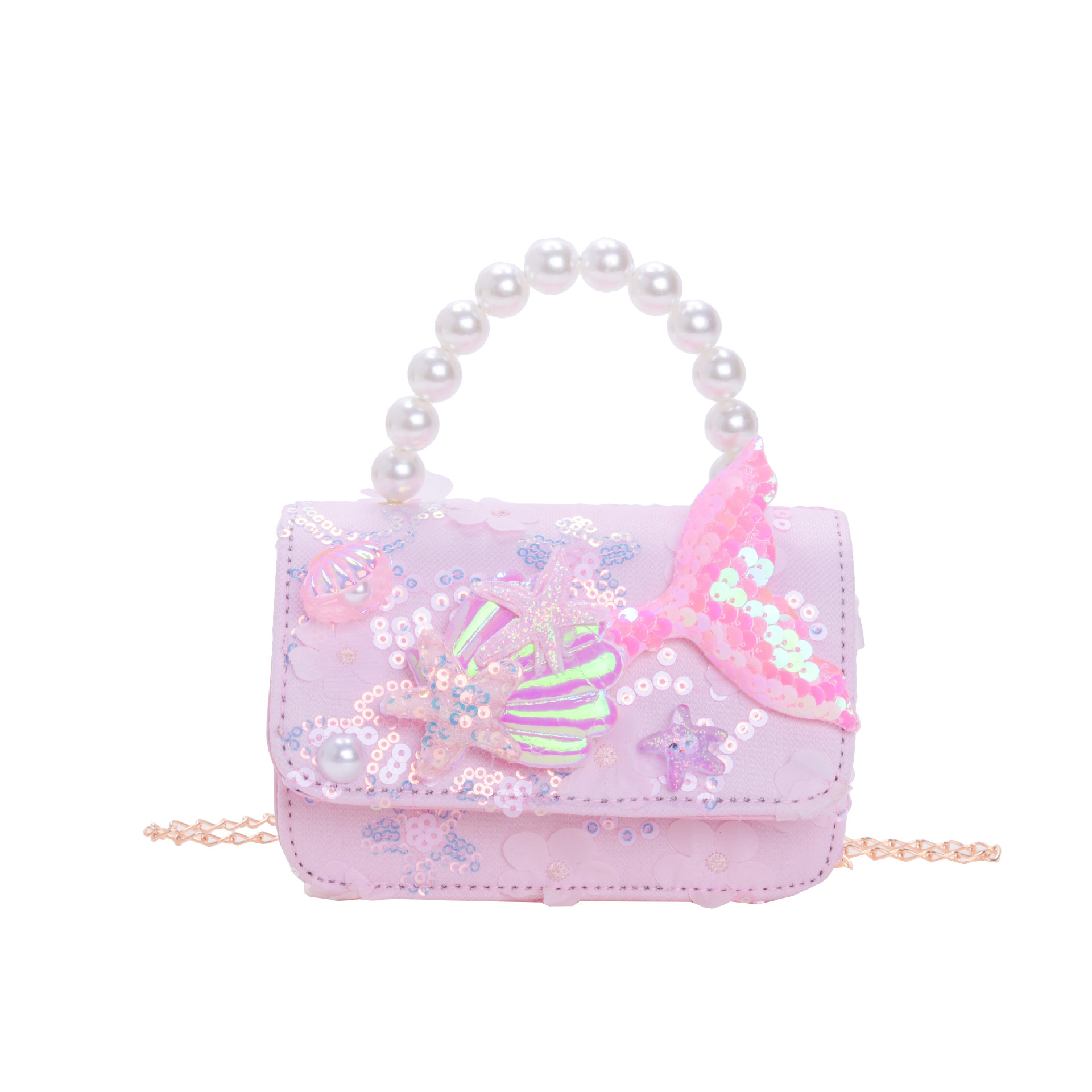 New children's bags: Mermaid girl, cute princess bag, fashionable little girl crossbody bag, pearl handbag Item Picture