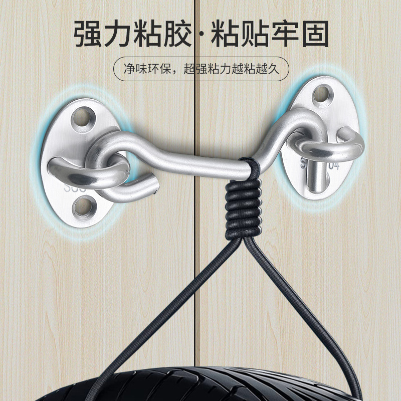 Factory wholesale stainless steel wind hooks, thickened sliding door and window lock hooks, lengthened old-fashioned window windproof window hooks, and hooks details Picture