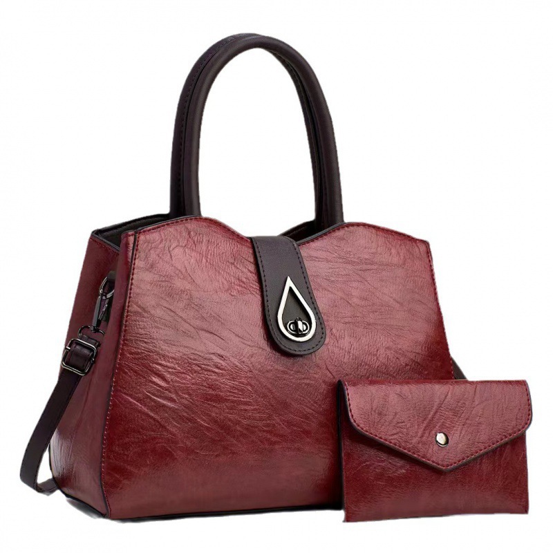 Two-piece retro bag set 2024 new style women's bag, European and American cross-border trend, texture bright leather texture single-shoulder crossbody handbag Item Picture