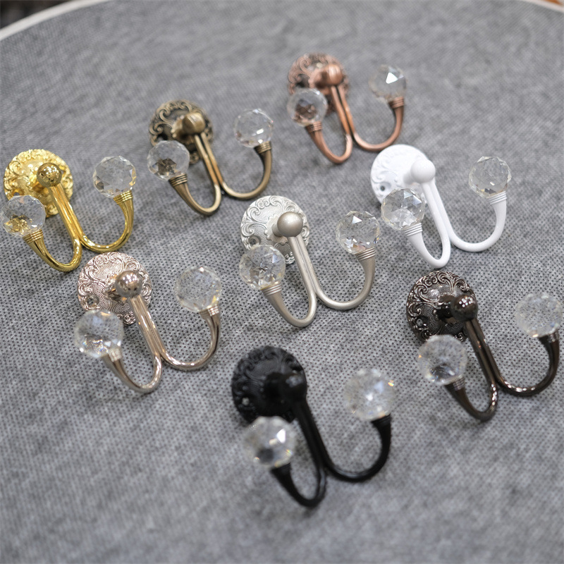 【 Yonghao Hardware 】 Cross-border supply factory direct sales of aluminum alloy double-head crystal curtain hooks and wall hooks full figure
