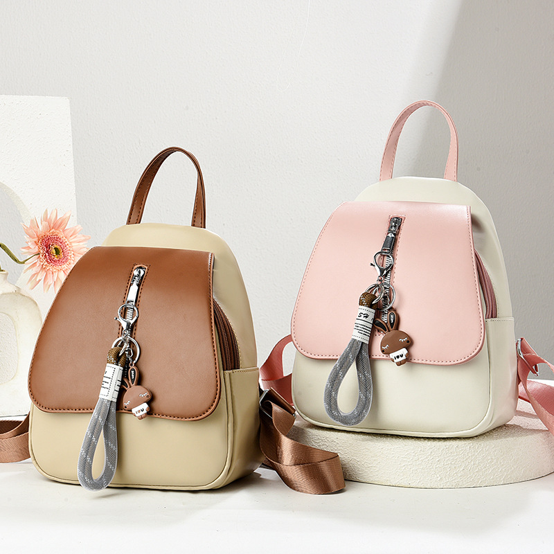 New cute color-blocking backpack, large-capacity bag, trendy, fashionable, high-end, versatile commuting backpack for women Specification drawing