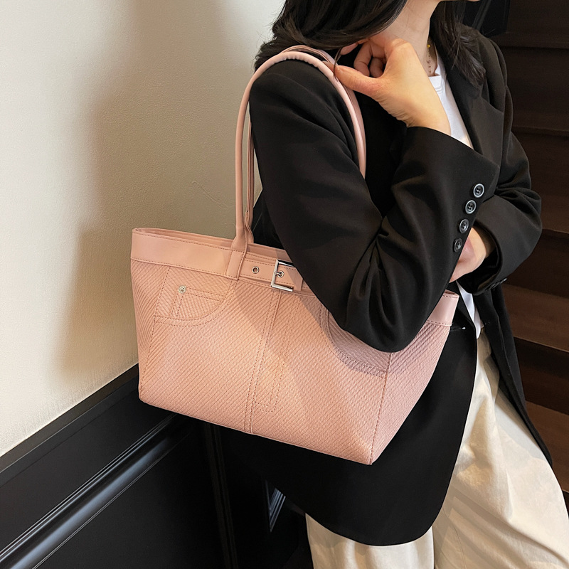 Retro and simple large-capacity tote bag for women, 2025 new style fashionable Korean-style underarm bag, fashionable commuting single-shoulder bag Specification drawing