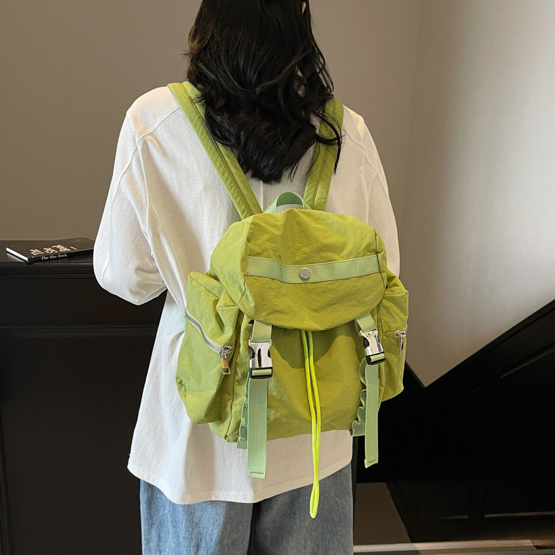 2025 Summer New forest-themed campus minimalist ins student laid-back style casual large-capacity nylon fabric backpack Specification drawing