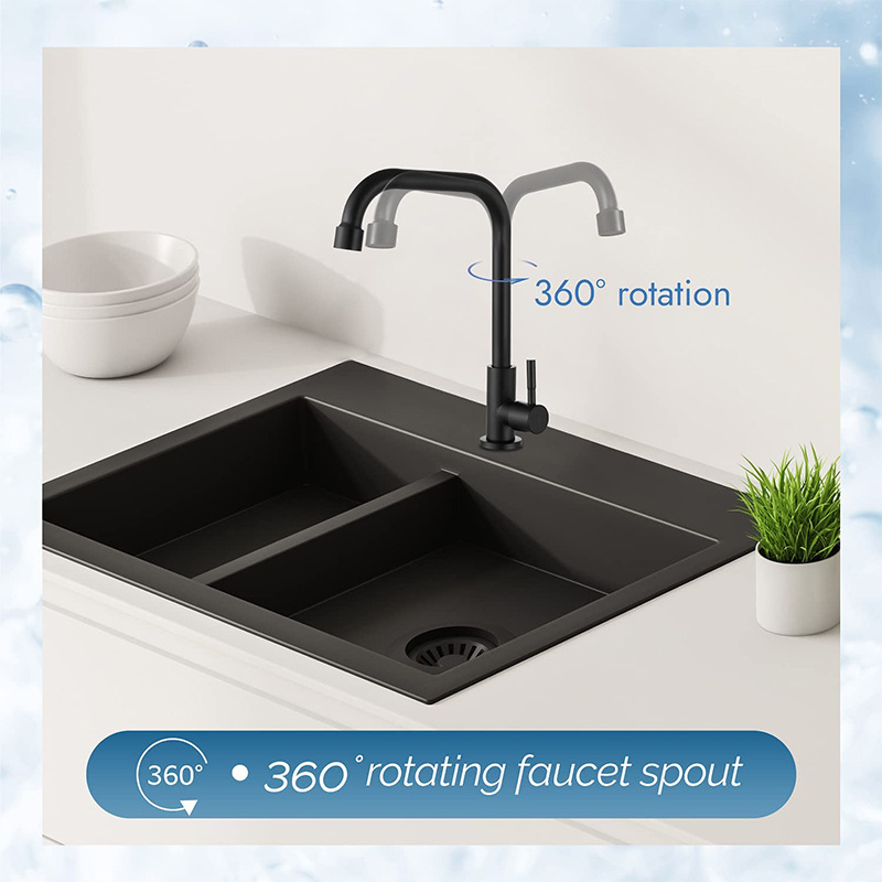 Black single-cold 7-shaped kitchen faucet, commercial bar faucet, single-rod handle, 304 stainless steel faucet Specification drawing