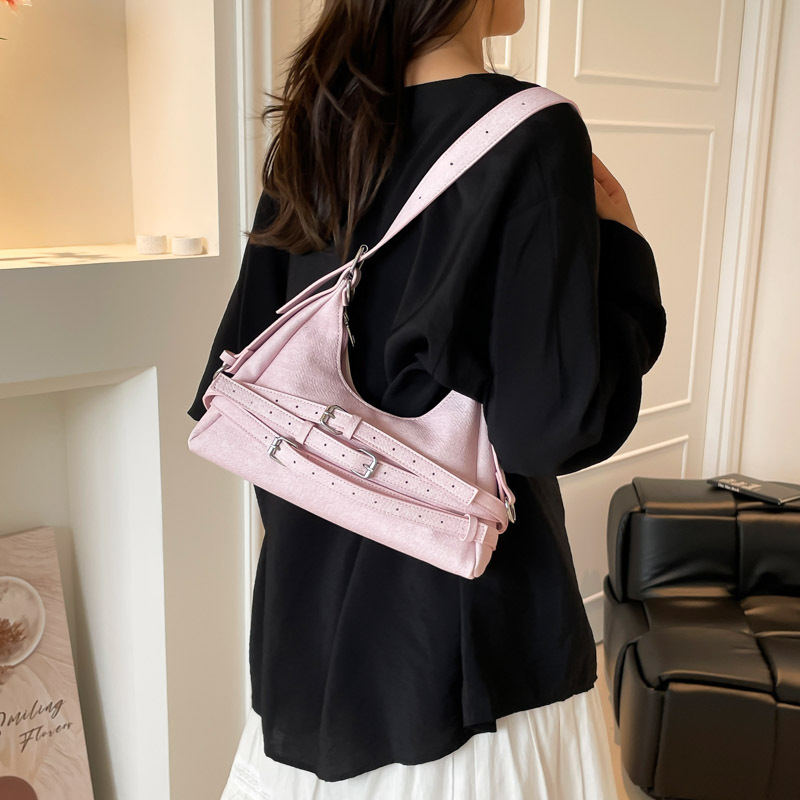 Cross-border high-end commuter bag, fashionable dumpling bag, 2025 new hot girl style motorcycle armpit bag, versatile single-shoulder bag Specification drawing