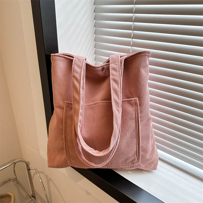 2023 new stylish and elegant design, single-shoulder crossbody, retro and stylish solid color corduroy texture tote bag for women full figure