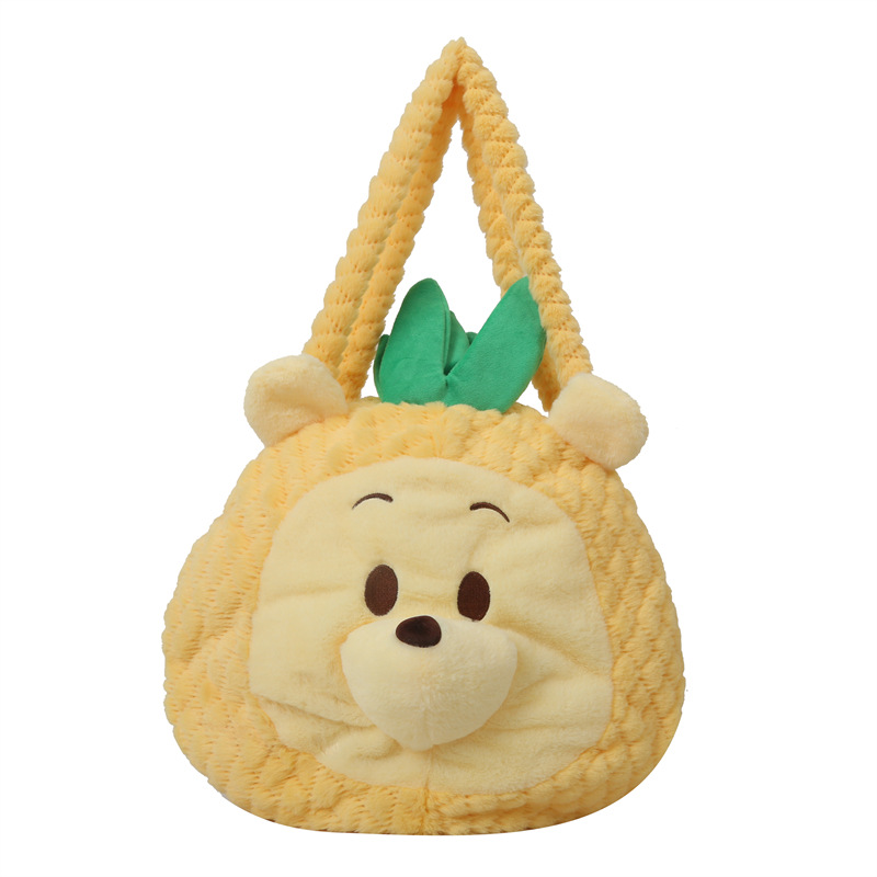 A new 2024 Japanese large-capacity cartoon pineapple bear handbag, a sweet and fluffy single-shoulder bag for students' classes Item Picture