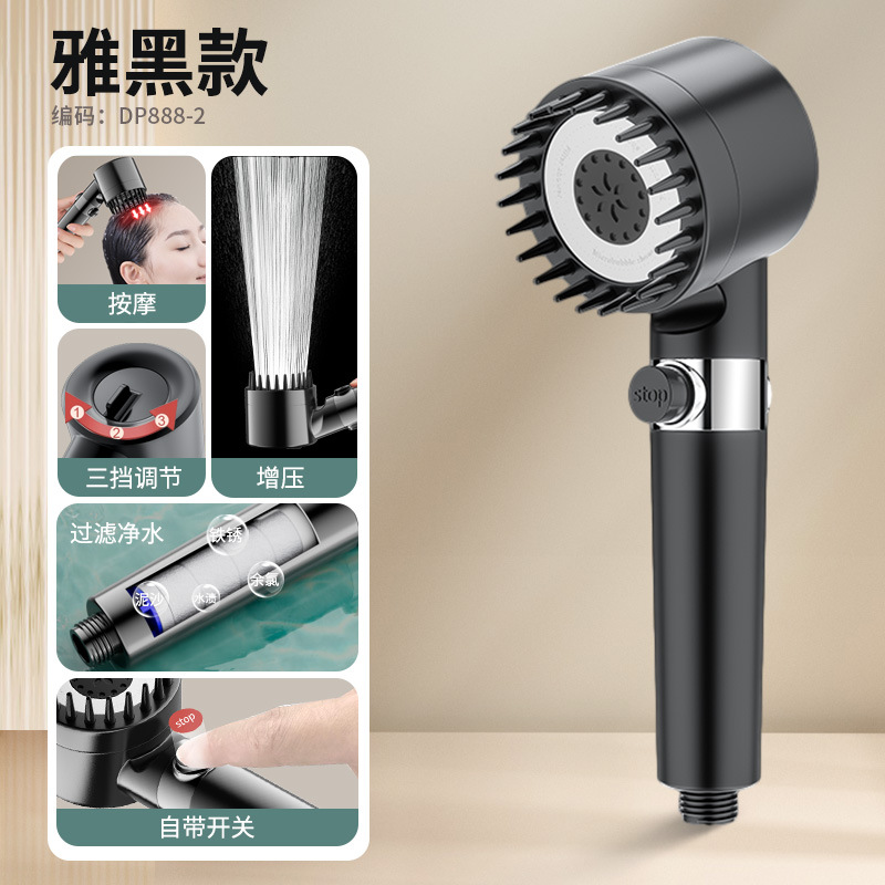 Cross-border special experience Snowflake wear spray Filtration Purification Water pressurized showerhead Powerful massage showerhead Household showerhead Specification drawing