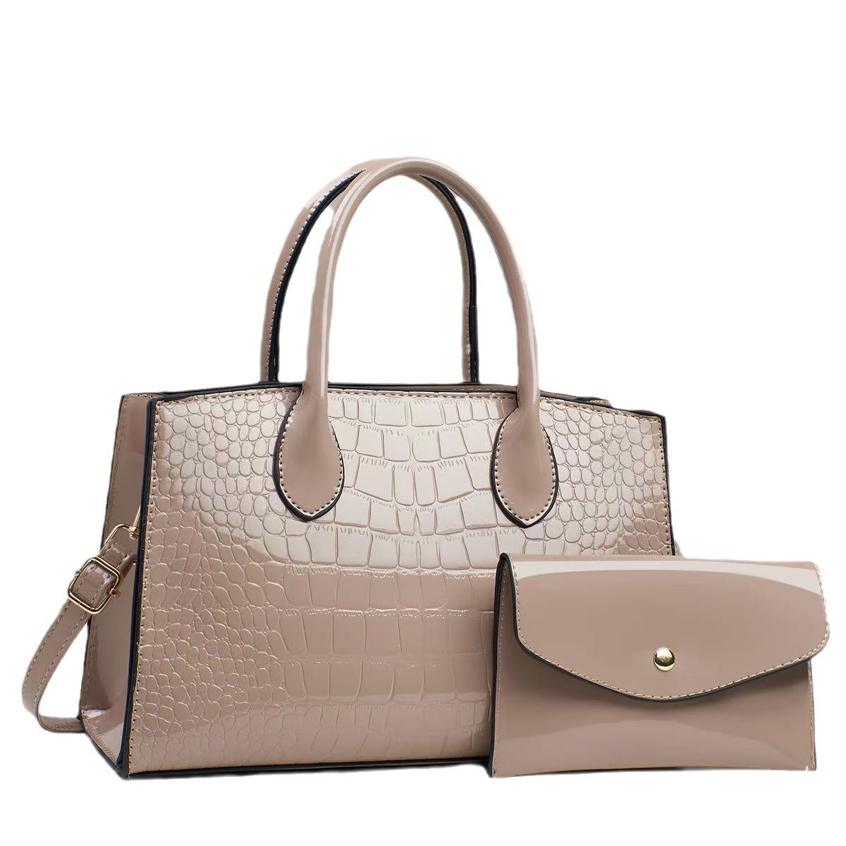 A new 2024 large-capacity commuting bag, a shiny leather single-shoulder bag, a fashionable European and American women's handbag with letters Item Picture