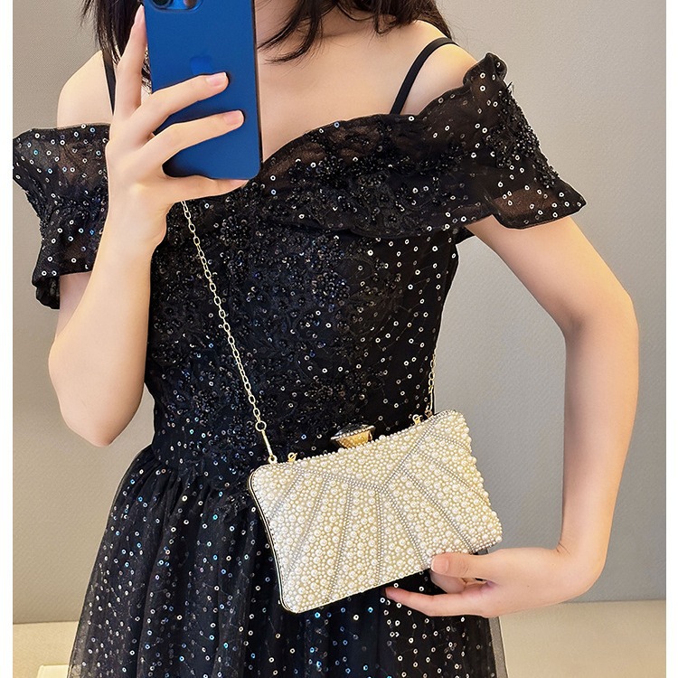 2025 Cross-border Dinner Bag, European and American women's handbag, pearl and diamond banquet clutch, evening dress bag, women's bag Specification drawing