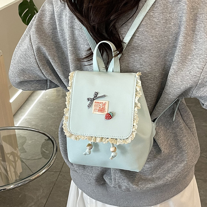 Sweet girl lace travel backpack 2025 New style fashionable and simple backpack, casual commuting single-shoulder bag trend details Picture